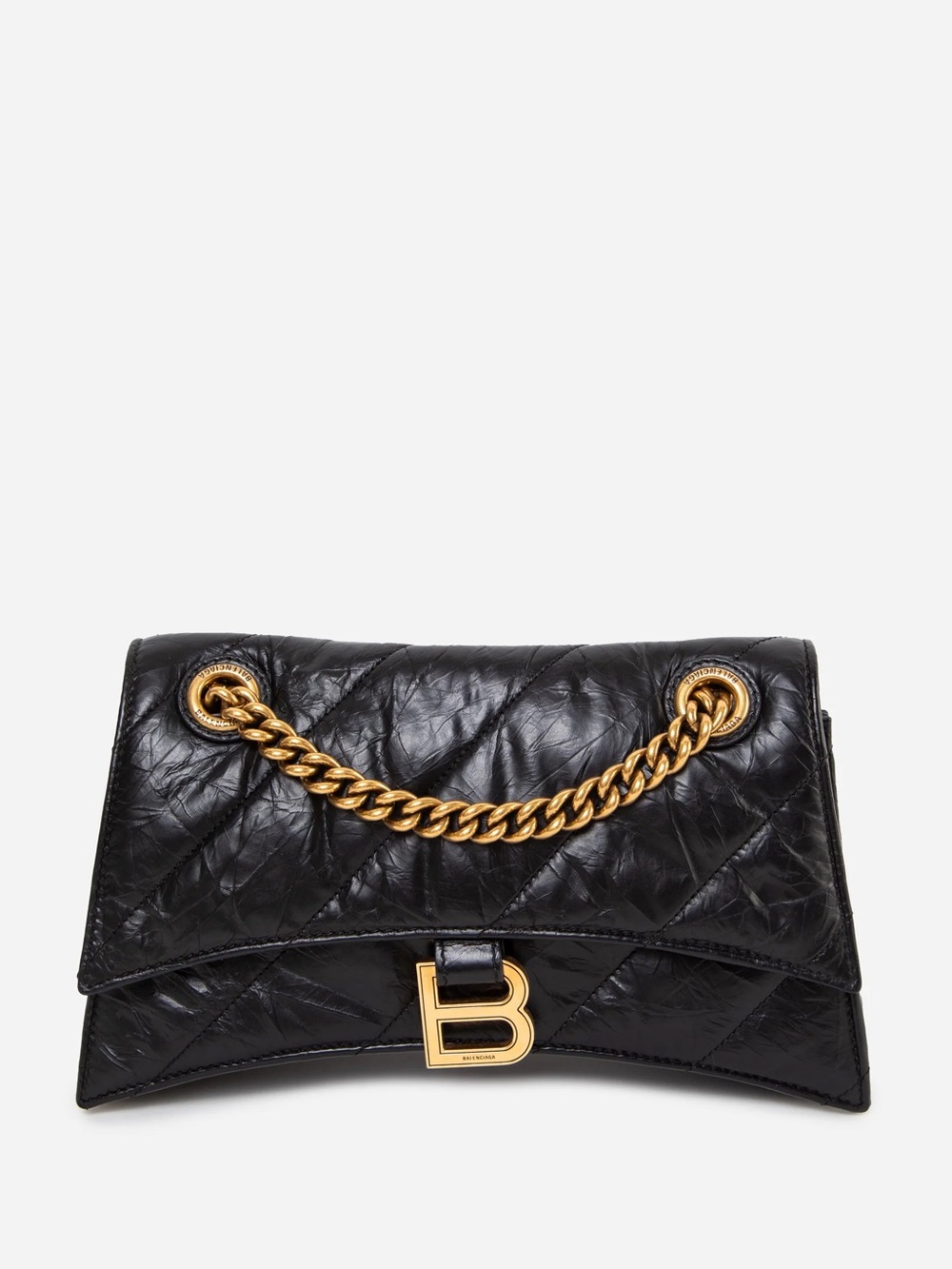 Balenciaga Black Crushed Calfskin Quilted Small Crush Chain Bag